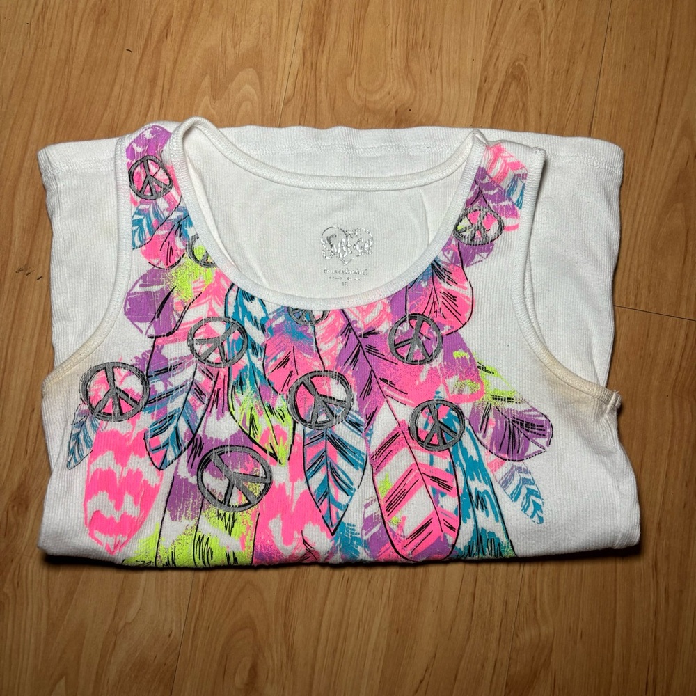 Girls Justice White Graphic Multicolor Tank Top size 12 - Picture 2 of 4